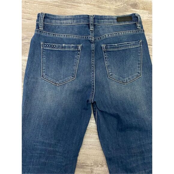 Blank NYC Straight Leg Jeans Distressed Fishnet Patches Women’s Sz 27 Waist - Picture 7 of 8